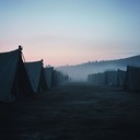 eerie military cadence evoking dread and imminent danger