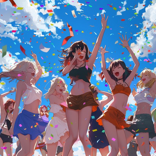 This instrumental track blossoms with lively melodies and vibrant harmonies, perfectly representing the joyous spirit of an anime festival. It conveys the happiness of friendships and moments of excitement, ideal for heartwarming scenes and joyful storytelling.