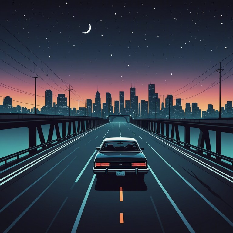 Crafting a softer, more melodic experience of synthwave, focusing on gentler waves of sound that evoke deep emotional introspection amidst the backdrop of an evocative city night.