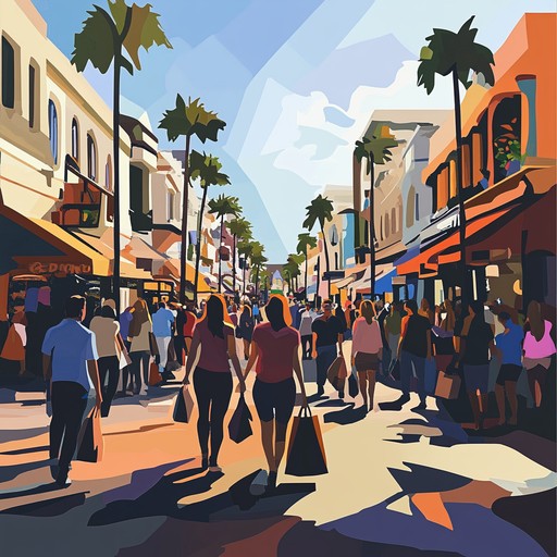 Visualize a bustling, vibrant shopping district, where each note captures the excitement and satisfaction of a successful shopping spree. This piece uses uplifting trumpet melodies and cheerful rhythms to create an atmosphere perfect for celebrating everyday victories