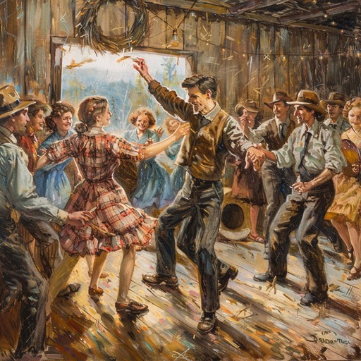 This upbeat instrumental captures the essence of a joyful gathering in a rustic barn, with folks dancing and celebrating to the energetic melodies. The fast-paced fiddle leads the way, accompanied by the steady rhythm of the banjo, guitar, and mandolin, creating an irresistible toe-tapping atmosphere that transports listeners to the heart of the appalachian mountains.