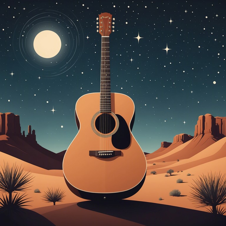 This alternative take deeply explores the gentle reverberations of an acoustic guitar as it plays a serene melody. The music paints a vivid auditory picture of the expansive, quiet desert, with each note echoing under a sky transitioning from dusk to night.