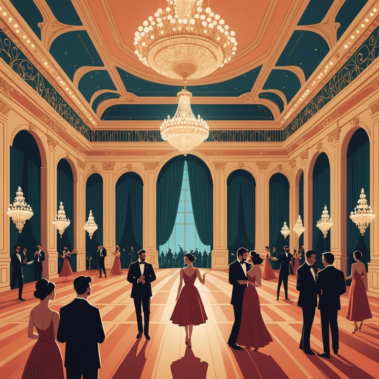 This instrumental music embodies an atmosphere of a grand ballroom dance celebrating a major festive success. The elegant rhythm of the waltz combines with lush orchestral arrangements, evoking images of swirling dancers under chandeliers, in a night filled with laughter and joy.