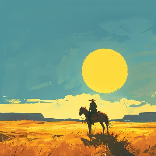 This instrumental evokes the freedom of riding horses across vast open prairies. The cheerful melody intertwines with the rhythmic strumming of acoustic guitar, painting a vivid picture of a sunny day in the wild west. Perfect for creating a vivid portrait of rustic charm and wide open spaces.