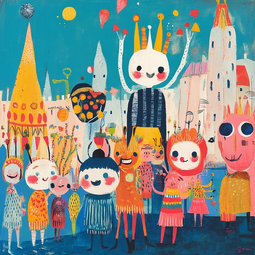 Experience an uplifting musical parade filled with cheerful melodies and quirky sounds that evoke a playful carnival atmosphere. The song blends the unique timbre of quirky electronic gadgets with traditional carnival instruments, creating an unexpected yet delightful listening journey.