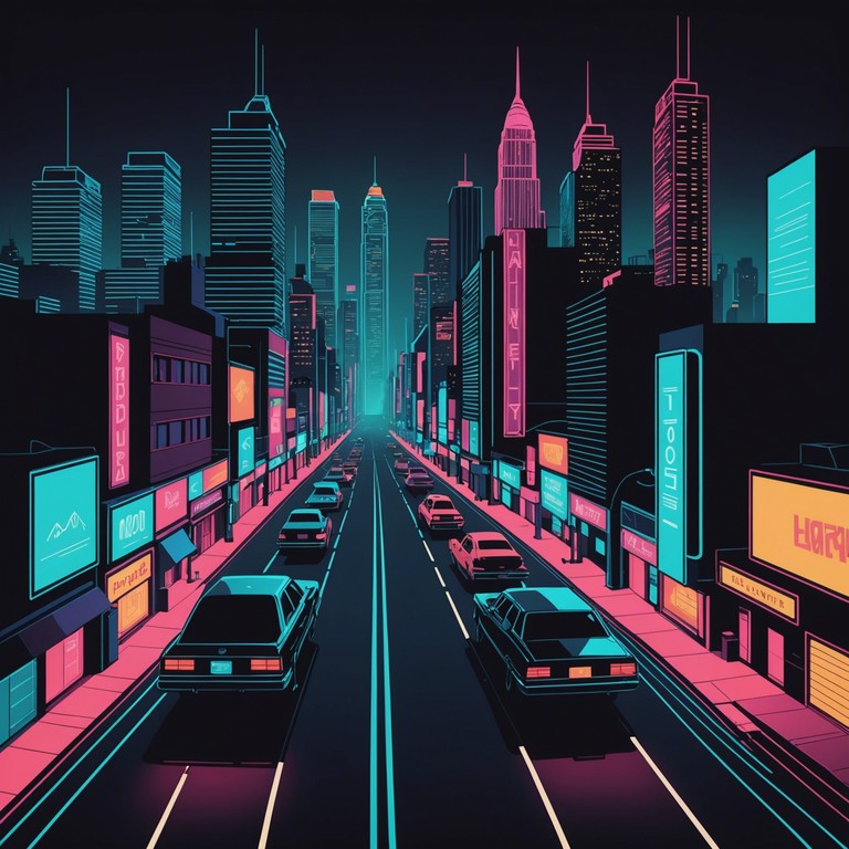 A dark, brooding composition that captures the essence of a futuristic noir scenario, with pulsating synths portraying the heartbeats of a city that never sleeps under a troubled sky.