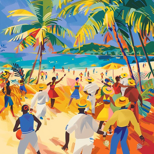 An energetic calypso tune characterized by lively island instruments like the steelpan, rhythmic drums, and maracas. The infectious beats and buoyant melodies create an atmosphere of pure joy, perfect for an island dance party. The track is full of vibrant energy and cheerful vibes that make listeners want to move and celebrate.