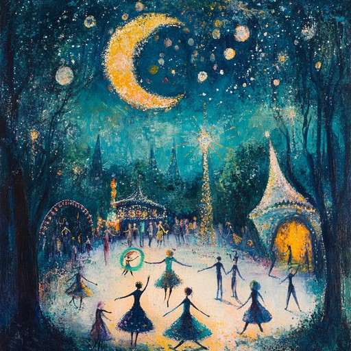 An enthralling instrumental piece that captures the enchanting atmosphere of a moonlit carnival. Ethereal melodies intertwine with hypnotic rhythms, leading listeners through a mystical journey of wonder and delight amidst twinkling lights and whirling dancers.