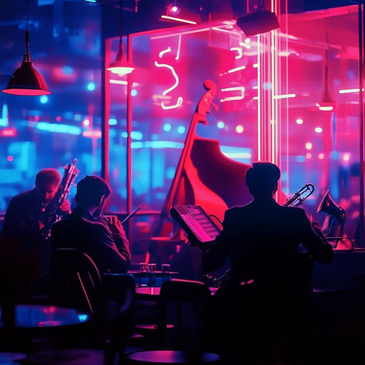 A soundtrack blending electric sounds with a vintage jazz essence, envisioning a lively night on a bustling city's music driven streetscape. Perfect for capturing the energy of modern life with a nostalgic twist.