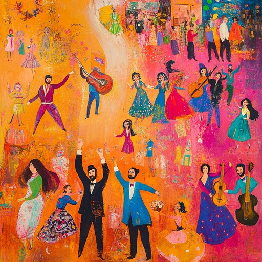 A lively klezmer piece featuring jubilant clarinet melodies, spirited rhythms, and an infectious sense of celebration that evokes a bustling jewish wedding. The music flows with traditional riffs and exciting improvisations, creating a joyous atmosphere.