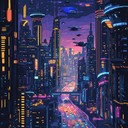 a funky journey through neon lit futuristic city streets