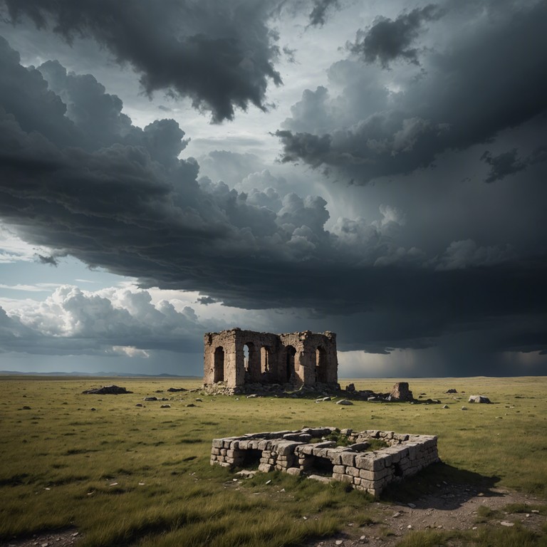 A powerful orchestral composition that journeys through forgotten epochs, exploring the depth and complexity of ancient wisdom, rendered through intricate metal symphonies and poignant harmonies.