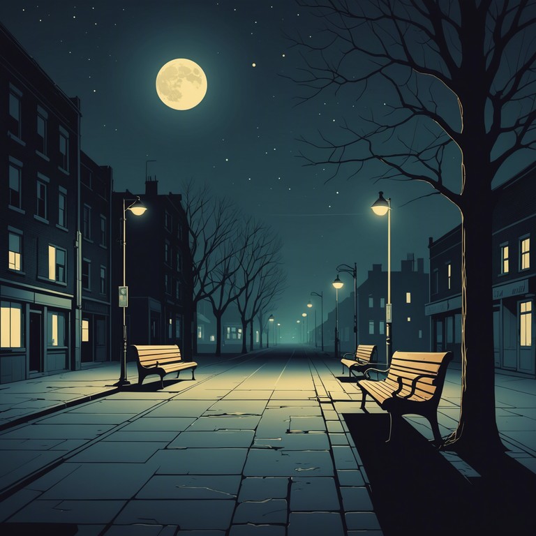 The track illustrates a deep, reflective journey through a deserted, moonlit cityscape, evoking emotions through somber tones and echoing effects. The melody invites listeners into a person's silent contemplation of their solitary journey, feeling the weight of reminiscence amidst urban isolation.