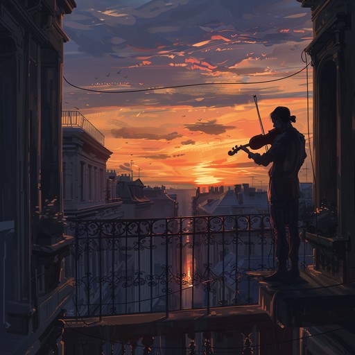 A deeply moving instrumental piece blending melancholic tango rhythms with the warmth of latin harmonies. The evocative violin melodies intertwine with the intricate guitar chords, painting a vivid picture of a love lost but never forgotten, set against the backdrop of a slowly setting sun.