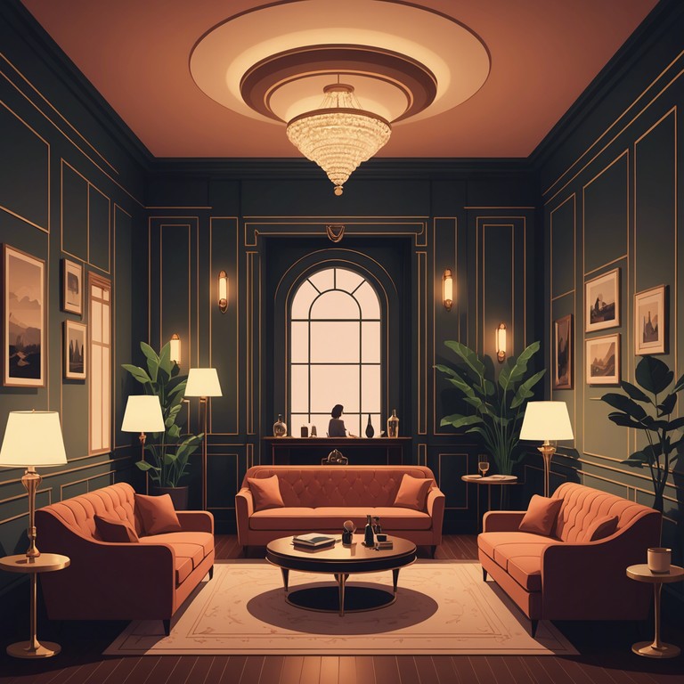 Imagine sitting in a luxury, vintage lounge where every corner whispers secrets. The peaceful yet suspenseful atmosphere is skillfully enhanced by the delicate tones of an electric piano, weaving through the shadows, creating an air of charming yet eerie sophistication.