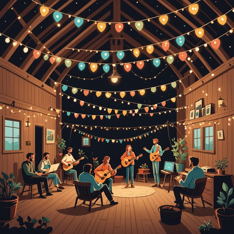 Imagine a festive scene under a starlit sky where everyone is dancing to the sounds of a masterful accordion player, creating a night to remember.