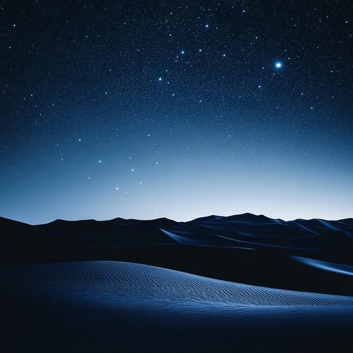 Journey into the vast, silent desert under a star laden sky, evoking the ancient sands' timeless tales through a haunting, reflective melody featuring traditional middle eastern instruments, painting a picture of introspection and mystery