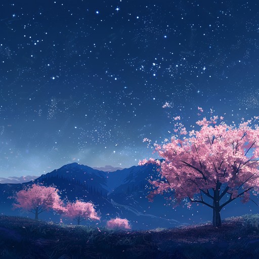 A calming instrumental piece that captures the tranquil essence of a starlit night, filled with the gentle rustling of cherry blossoms. Perfect for moments of reflection or relaxation, this track delicately weaves soft melodies with subtle background harmonies, creating an ethereal atmosphere that immerses the listener in a peaceful anime dreamscape.