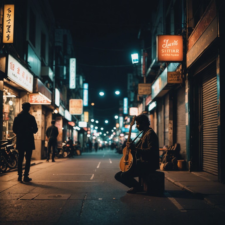 Dive into a sonic journey where urban landscapes and traditional indian music collide, creating a unique sound that signifies cultural amalgamation and unity. This piece symbolizes the peaceful coexistence of contrasting worlds through music.