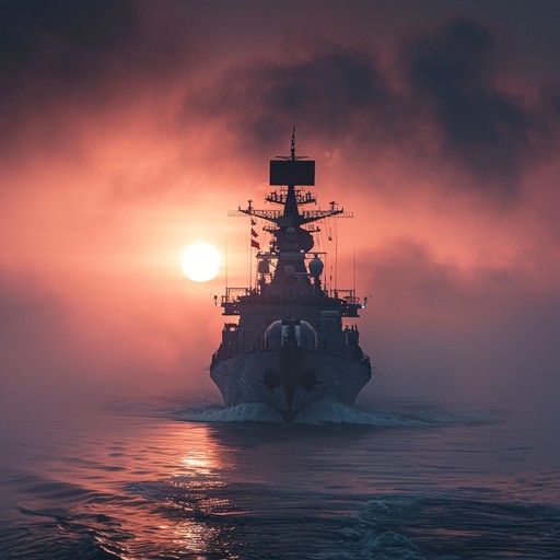 A calming instrumental piece that captures the tranquility of the sea and the proud yet peaceful spirit of the russian navy, featuring maritime sounds, gentle waves, and a warm orchestral undercurrent, evoking the quiet pride of sailors. Perfect for moments of reflection and admiration on the open ocean.