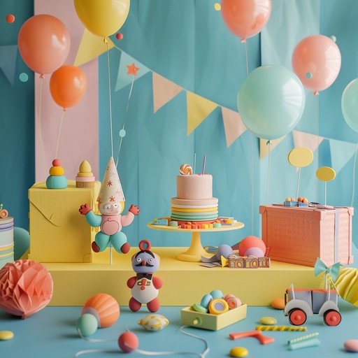 A vibrant and lively track featuring playful toy like sounds, ideal for a cheerful celebration setting. Perfect for birthdays and joyous occasions, combining bouncy rhythms with whimsical melodies to create an uplifting, joyous mood.