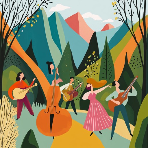 A spirited instrumental bluegrass piece featuring lively banjo and fiddle, encapsulating the joy and festive spirit of mountain celebrations