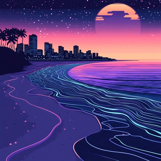 An instrumental piece that combines digital synth sounds with tropical rhythms, transporting listeners to a cybernetic beachscape.