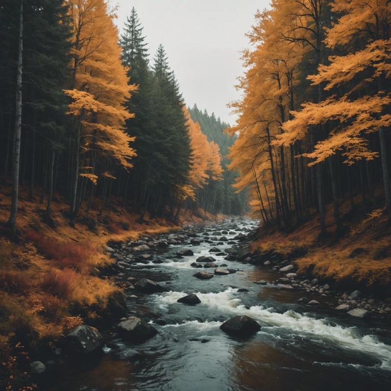 An instrumental folk song that captures the essence of moving water and human emotions, blending intense acoustic vibes with deep, reflective melodies to depict the journey of a river through varied landscapes. The piece utilizes dynamic changes to mirror the river's turbulent and calm phases, engaging the listener in a profound auditory exploration of nature and life.