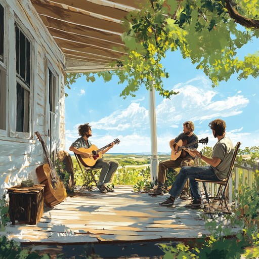 Imagine a lazy afternoon with friends, where joyful harmonica tunes and gentle guitar melodies blend seamlessly to evoke the essence of warm summer relaxation.