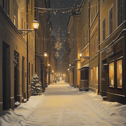 An orchestral portrayal of christmas, focusing on the serenity and tranquil joy of the season. The composition uses soft, gentle tones to paint an auditory picture of snow gently falling over vienna, evoking warmth and comfort during the festive season.