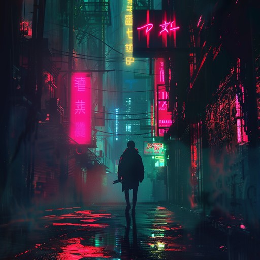 A dark, evocative instrumental that intertwines pulsating synthesizer melodies with a deep, resonant bass, underscoring the mystery and allure of tokyo's neon nightlife. The arrangement creates a suspenseful, hypnotic atmosphere, perfect for listeners seeking an introspective journey.