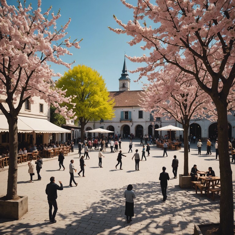 This track captures the essence of a springtime festival. With each pluck of the string, the atmosphere becomes filled with the energy of new beginnings and festivity. The music meanders through joyful peaks and soft dips, painting an auditory landscape of blooming flowers and bright, clear skies.