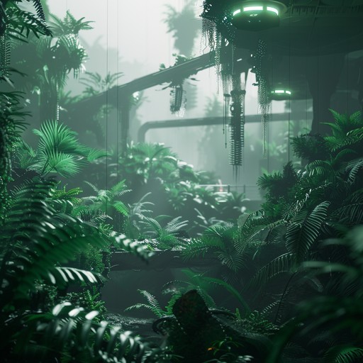 Dive into an otherworldly soundscape where lush jungle atmospheres meet futuristic beats. Synthesizers pulse through dense foliage, creating a sonic journey both organic and digital.