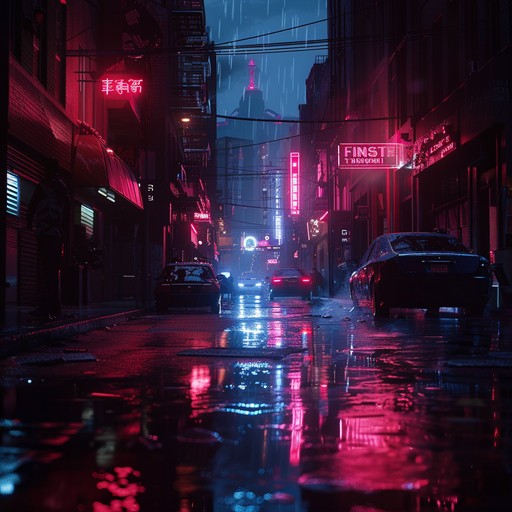 A deep dive into a dystopian future with haunting synths and brooding basslines, evoking the gritty streets of a neon lit cityscape dominated by technology and despair. The track oscillates between pulsating rhythms and eerie, distant sounds, capturing the essence of an urban jungle ruled by chaos.