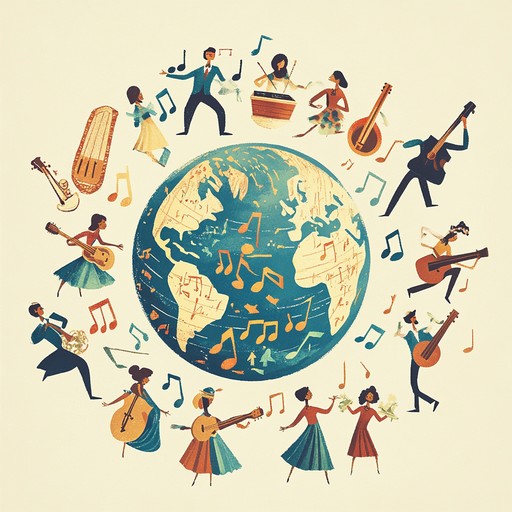 This instrumental piece is a vibrant fusion of global music styles, blending african drums, latin percussion, and eastern european melodies. It combines the spirited rhythms of afrobeat, the festive vibes of samba, and the catchy tunes of balkan brass, creating an uplifting and joyous track that transcends cultural boundaries and celebrates unity through music.