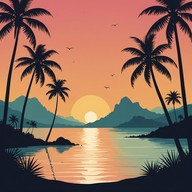 relaxing tropical evening, calming ocean sounds