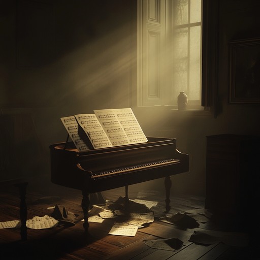 A haunting baroque instrumental featuring intricate counterpoint and melancholic themes, evoking a sense of mystery and unease. The composition employs harpsichord melodies layered with string arrangements to create a brooding atmosphere.