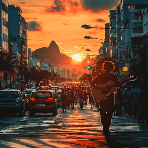 In this captivating musical exploration, an acoustic guitar delicately intertwines with the energetic and rhythmic pulses of traditional samba, creating a sound that transports listeners to the lively streets of rio de janeiro. This composition combines the warmth and intimacy of acoustic strings with the dance inducing beats of brazil’s favourite genre