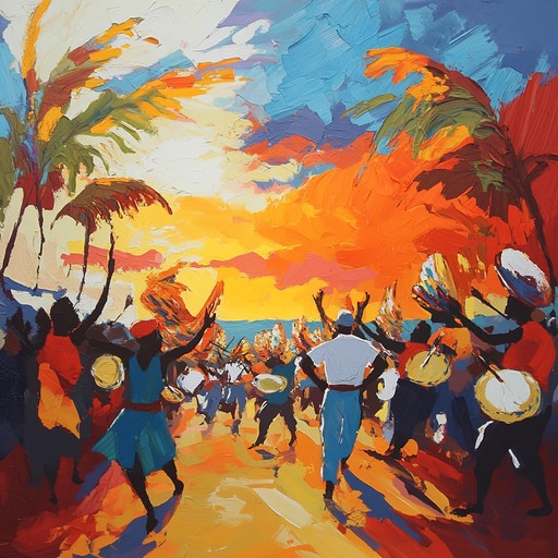 This instrumental track captures the essence of a tropical carnival at sunset, featuring lively percussion, colorful melodies, and an uplifting atmosphere. The dynamic beat and vibrant instrumentation invoke the energy and joy of a carnival parade, making it perfect for festive occasions.