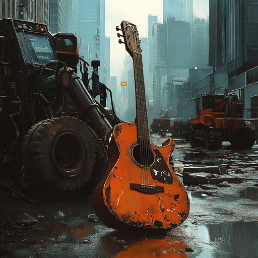 This track invites listeners into a world where the intimate echoes of an electric guitar meet the dynamic pulse of industrial sounds. It captures the feeling of nostalgic reflection within an urban, mechanical environment, perfect for introspective and emotional moments.