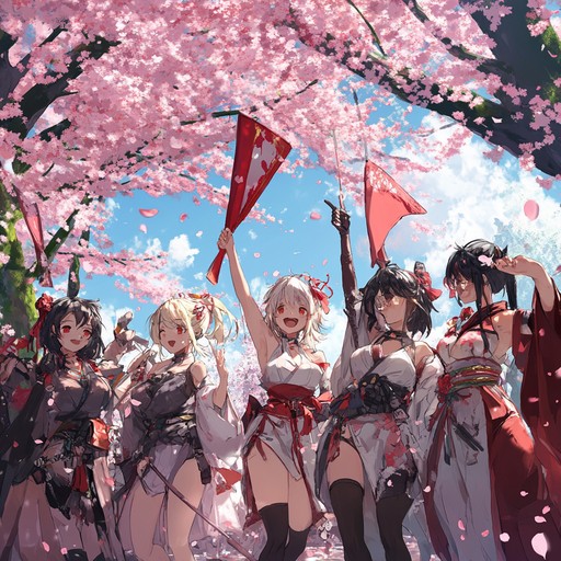 The festive atmosphere of an anime festival is captured in this lively and energetic composition. Combining traditional japanese instruments like the shamisen with a modern upbeat rhythm, this piece creates a joyful and triumphant soundscape perfect for celebrating smashing victories in anime.