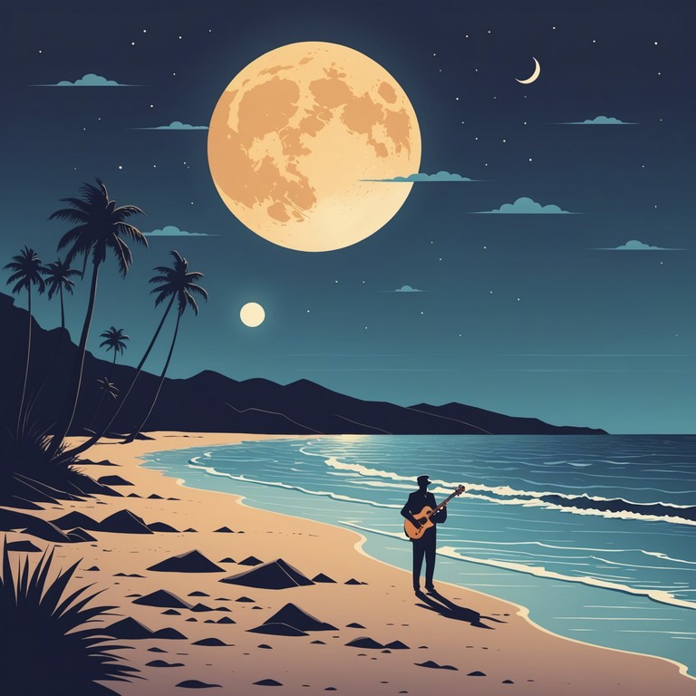 Under a moonlit sky by a quiet beach, the soft tones of a saxophone carry through the night, crafting a perfect backdrop for a romantic evening or a solitary reflection by the shore.