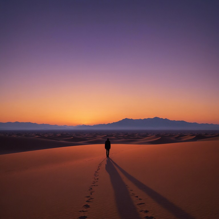 In this track, an eerie calm envelopes the sweeping dunes of the sahara as dusk falls and shadows lengthen, merging ancient rhythms with a sense of timeless mystery. The only sound piercing the silence is the haunting beat of a djembe, echoing tales of lost civilizations and forgotten secrets.