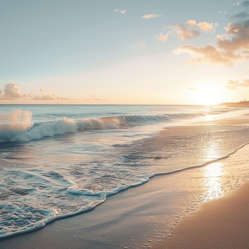 A heartwarming instrumental journey featuring bright guitar rhythms, soulful brass sections, and tropical percussion, capturing the essence of an island sunrise, exuding positivity and hope.