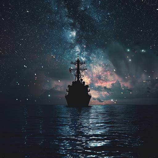 Immerse in an ethereal maritime voyage blending cosmic synths with traditional russian naval themes, evoking a sense of exploration beyond the earthly realms.