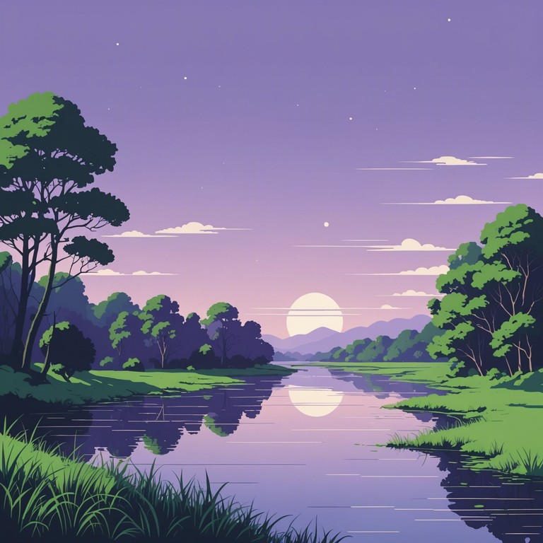 Imagine a gentle river, its surface reflecting the soft glows of dusk, paired with the rhythmic beats of new jack swing that invite a sense of well being and calm.