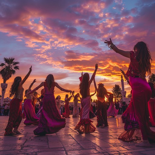 Embark on a thrilling journey through the middle eastern desert, where vibrant rhythms and dramatic melodies come together to create an atmosphere of ecstasy. Traditional darbuka beats drive the music, evoking images of joyful festivities and spirited dance.