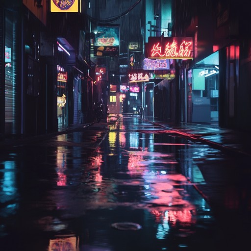A reflective trip hop instrumental featuring wistful synths, subtle beats, and distant atmospheric textures, painting a scene of loneliness in an empty urban landscape lit by neon lights and echoing footsteps