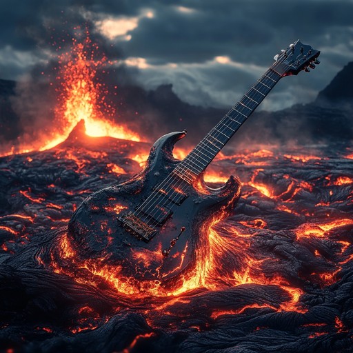 A high octane instrumental metal track featuring blistering guitar solos and pounding drums, capturing the essence of a relentless battle between titanic forces