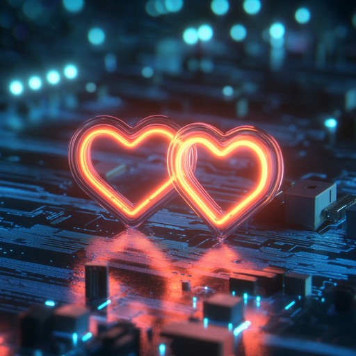An instrumental piece blending warm synthesizers and subtle beats to evoke the feeling of two souls connecting in a digital age. The melody weaves through layers of electronic textures, capturing the intimacy and excitement of newfound love.